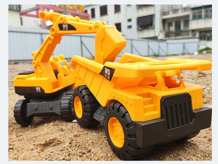 Large Engineering Vehicle Set Simulation Drop-Resistant Soil Digging Machine Sliding Children Boy Beach Toy Car Stall Hot Sale