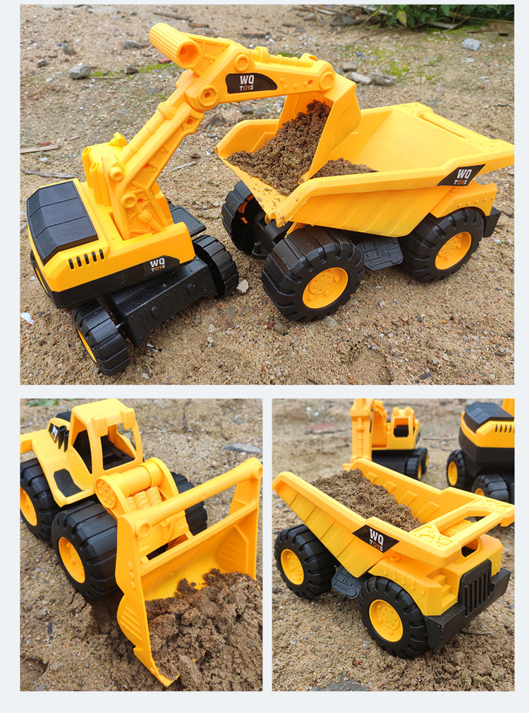 Large Engineering Vehicle Set Simulation Drop-Resistant Soil Digging Machine Sliding Children Boy Beach Toy Car Stall Hot Sale