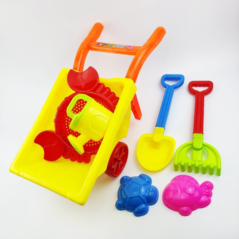 Beach Toy Children&#039;s Trolley Beach Toy Large Rake Shovel Hourglass Set Beach Toy Beach 084b