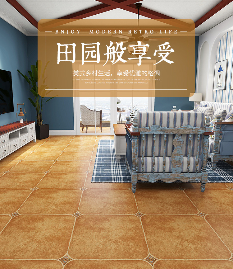 American Pastoral Antique Brick 600600 Bedroom Balcony Living Room Floor Tile NonSlip MoistureProof WearResistant Tile