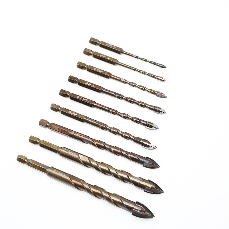 Lengthened Cross Head Screwdriver Ceramic Glass Drill Puncher Multifunctional Vitrified Brick Alloy Drilling Bit Set