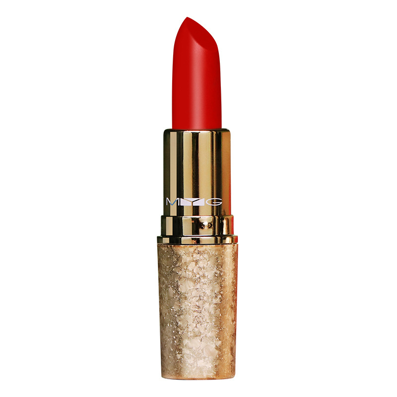 H TikTok Same Style Hot Selling MYG Gold Tube Snowflake Limited Edition Bullet Lipstick Pepper Red Brick Red Soil Orange Moisturizing