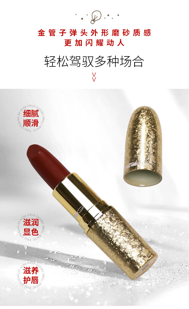 H TikTok Same Style Hot Selling MYG Gold Tube Snowflake Limited Edition Bullet Lipstick Pepper Red Brick Red Soil Orange Moisturizing