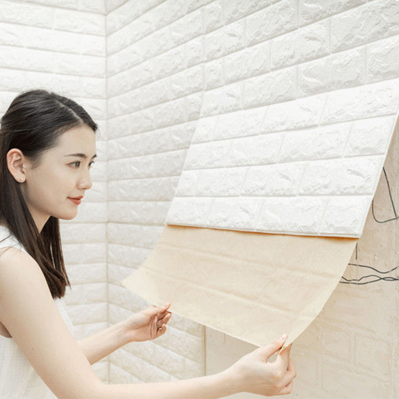 Wallpaper Self-Adhesive Kitchen 3D Wall Sticker Bedroom Cozy Wallpaper Background Wall Snowflake Brick