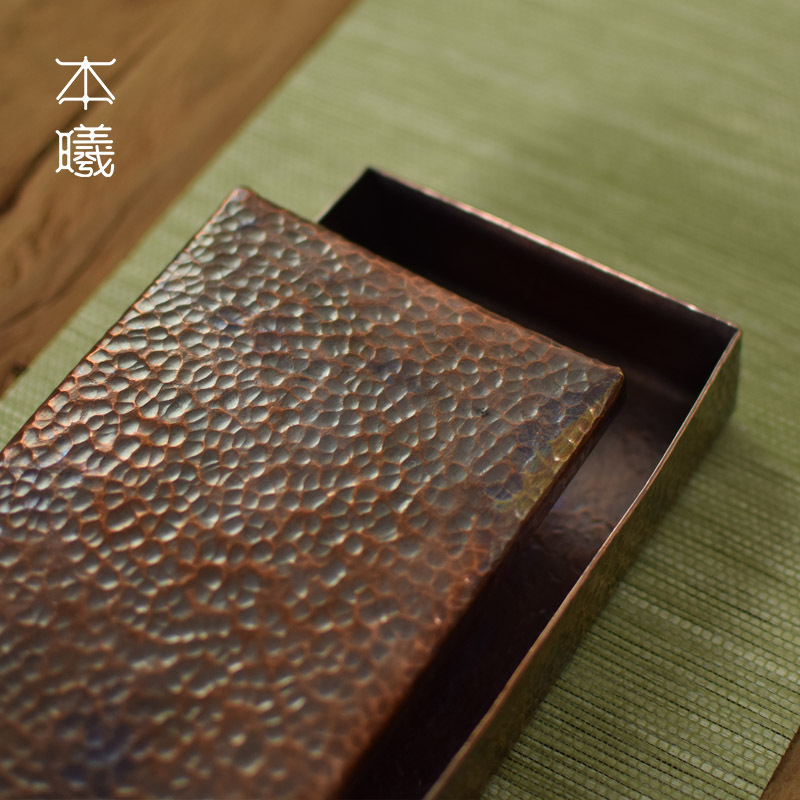 Copper Hand Hammered Tone Tea Box Pu&#039;er Black Tea Tea Brick Box Sealed Storage Box Rectangular Storage Copper Box Box