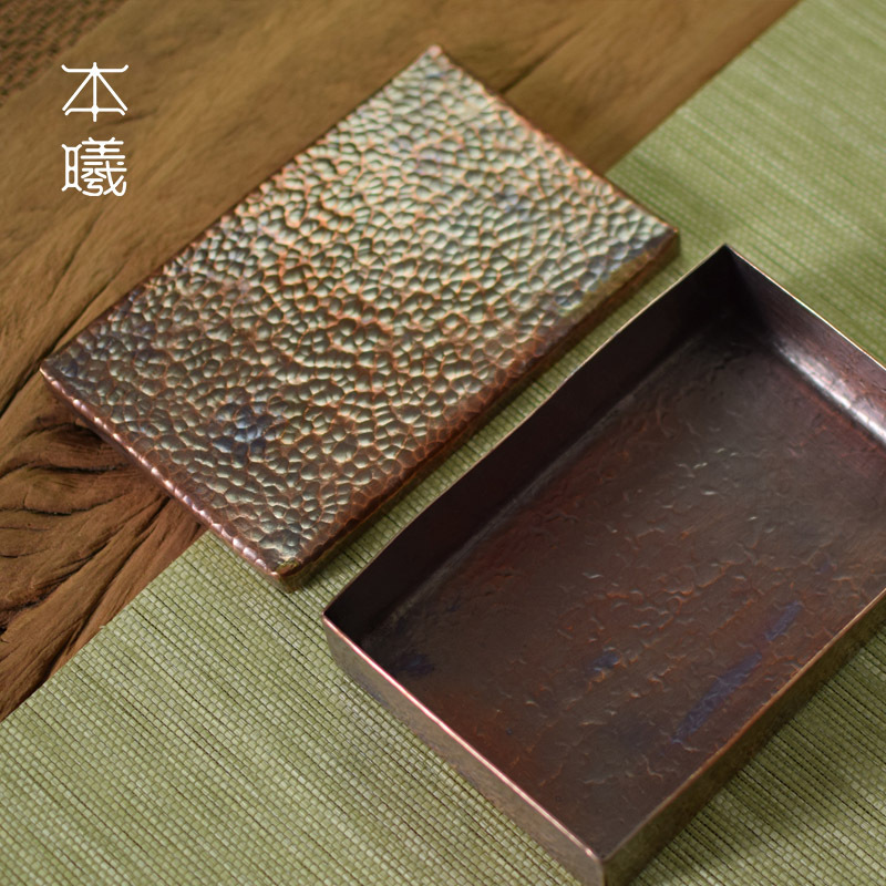 Copper Hand Hammered Tone Tea Box Pu&#039;er Black Tea Tea Brick Box Sealed Storage Box Rectangular Storage Copper Box Box