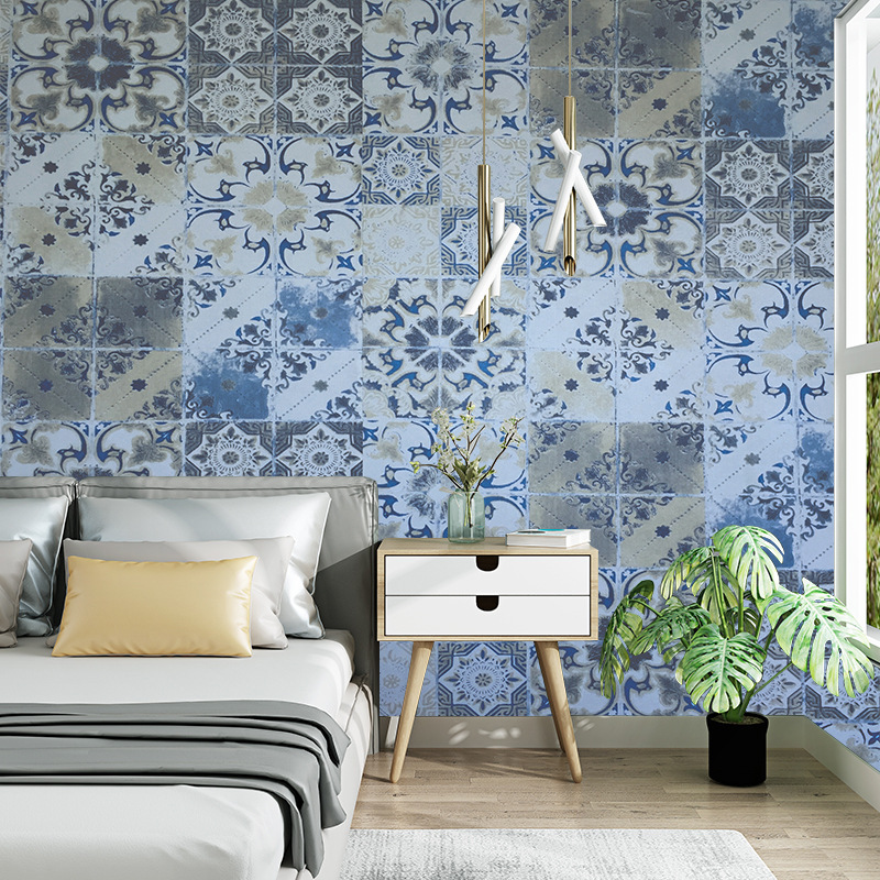 Exclusive for Cross-Border American Dark Green Bedroom TV Backdrop Wall Waterproof PVC Self-Adhesive Snowflake Brick