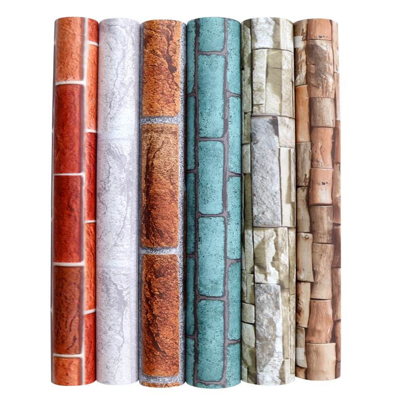 Swiss Red Brick Waterproof Stickers PVC Wallpaper Self-Adhesive Thickening Dormitory Decoration Snowflake Brick