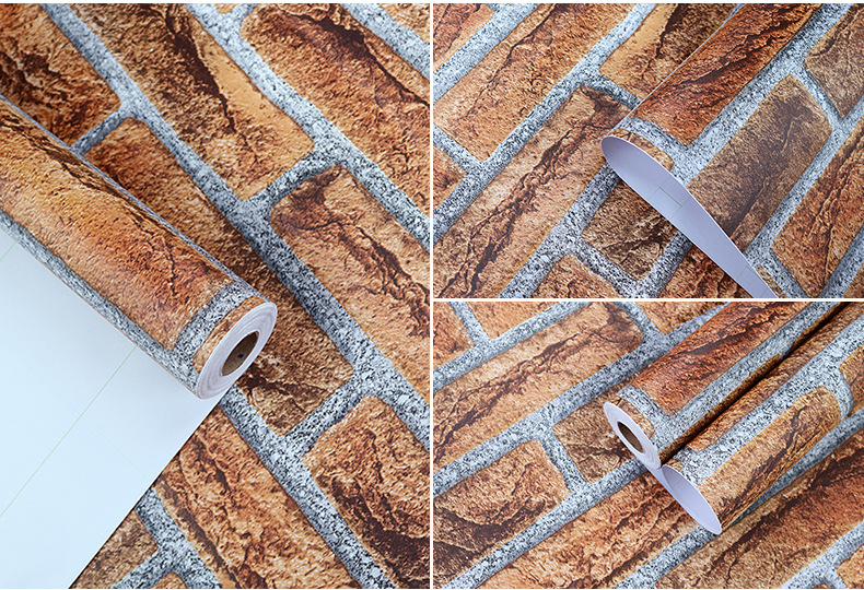 Swiss Red Brick Waterproof Stickers PVC Wallpaper Self-Adhesive Thickening Dormitory Decoration Snowflake Brick