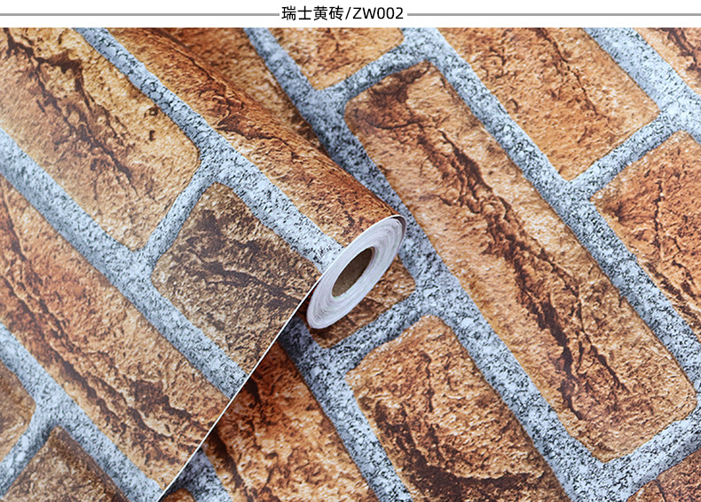 Swiss Red Brick Waterproof Stickers PVC Wallpaper Self-Adhesive Thickening Dormitory Decoration Snowflake Brick