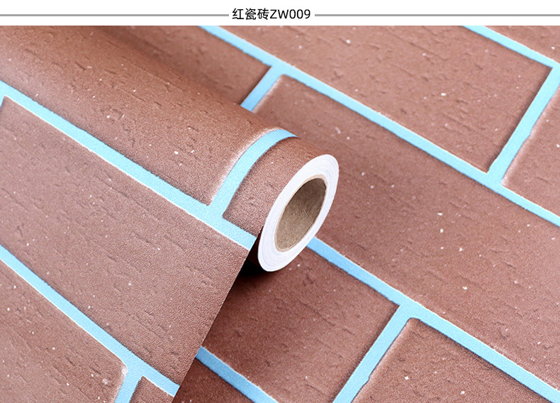 Swiss Red Brick Waterproof Stickers PVC Wallpaper Self-Adhesive Thickening Dormitory Decoration Snowflake Brick