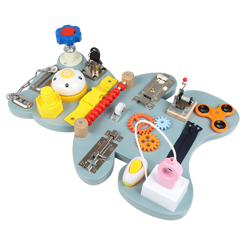 Cross-Border Bear Busy Board Toddler Montessori Wall Game Board Music Toy Block