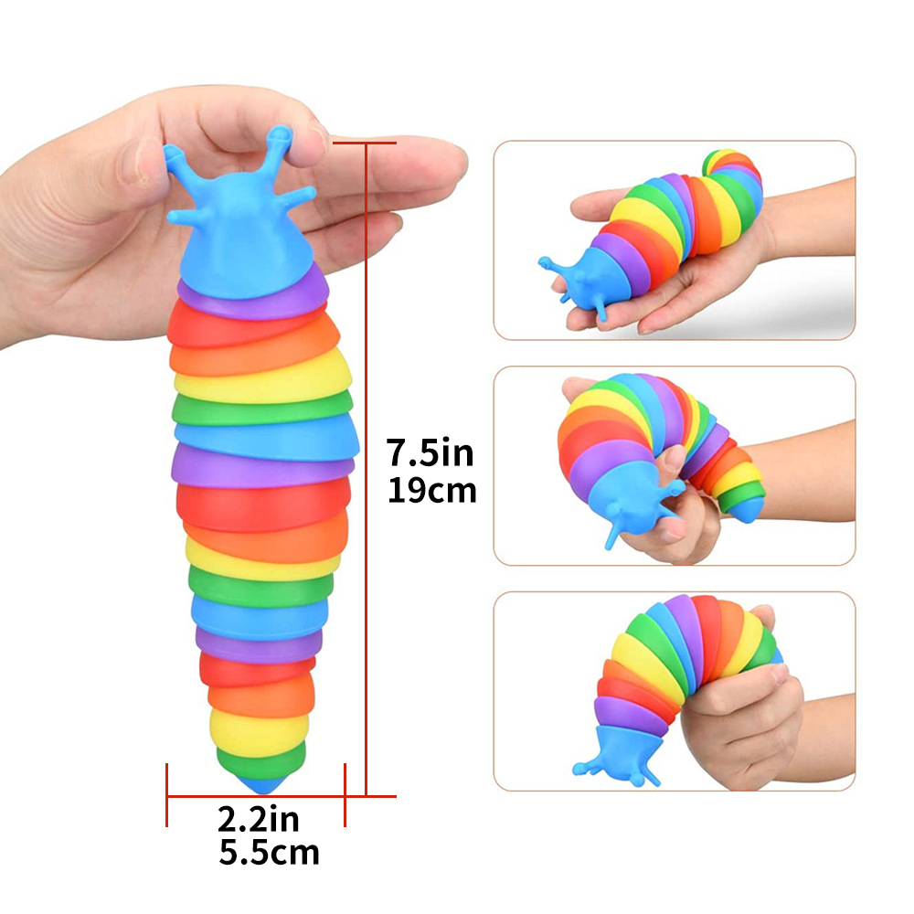 Decompression Slug Snail Twisting Children&#039;s Toy Fidget Slug Slug Prank Decompression Rainbow Worm