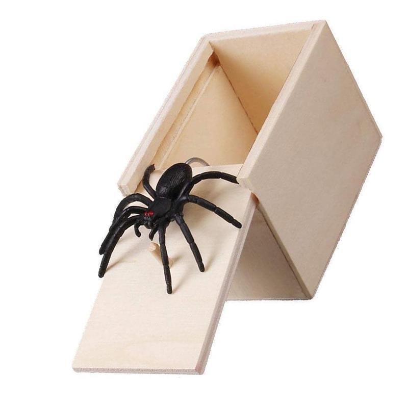 Cross-Border Spoof Toy Small Wooden Box Halloween Prank Bug Box Horror Scary Toy Spider Box