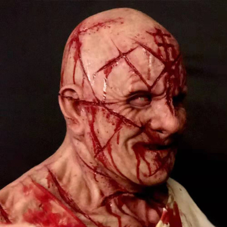 Halloween Horror Mask Latex Rotten Face Scar Old Man's Head Set Haunted House prank Toy