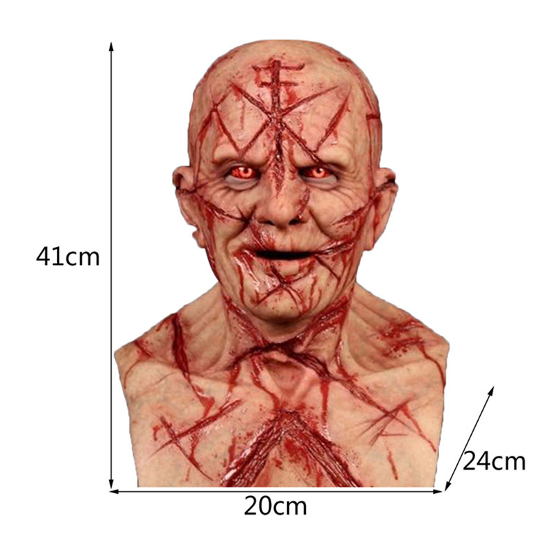 Halloween Horror Mask Latex Rotten Face Scar Old Man's Head Set Haunted House prank Toy