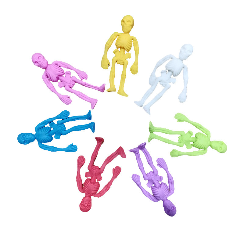 Trick Skull Color Soft Rubber Skeleton Model Halloween prank Toy