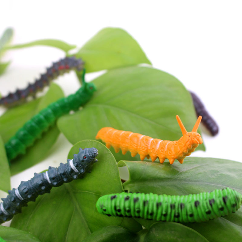 12 Simulation Caterpillar Cabbage Insect Crawling prank Toy