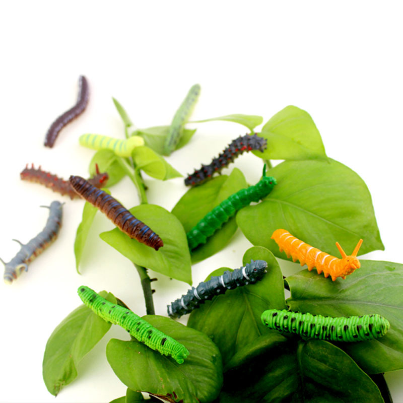 12 Simulation Caterpillar Cabbage Insect Crawling prank Toy