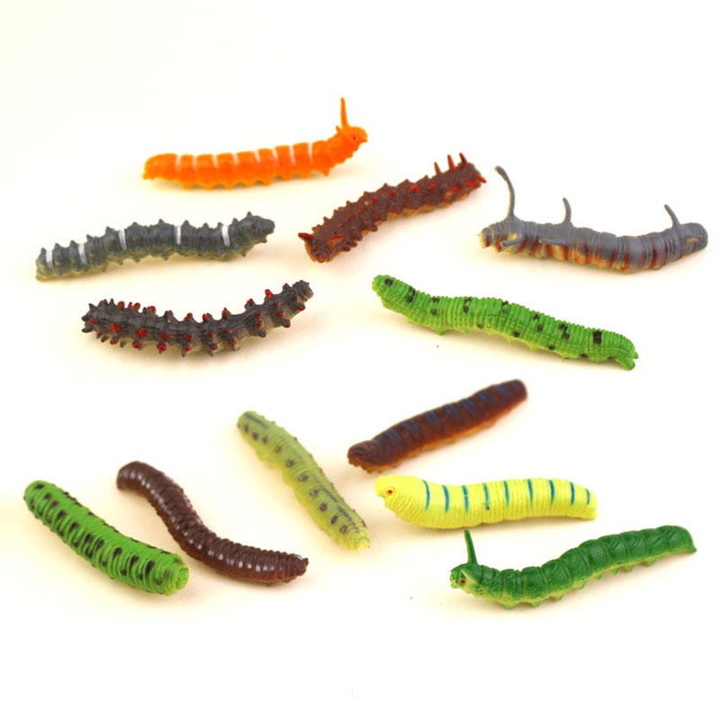 12 Simulation Caterpillar Cabbage Insect Crawling prank Toy
