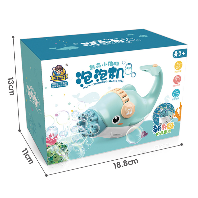 2021 Tik Tok New Dolphin Bubble Gun 10 Holes out Bubble Machine Automatic Blowing Wholesale Electric Bubble Gun