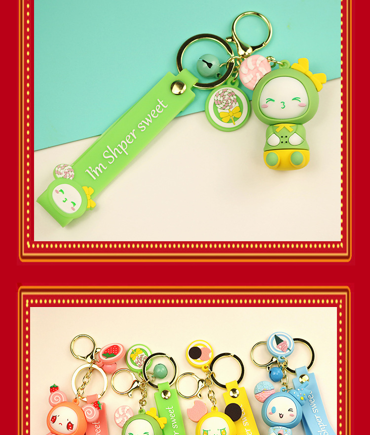 Cartoon Fruit Maruko Doll Pendant Cute Unisex Bag Silicone Key Chain Customized Gift Keychain