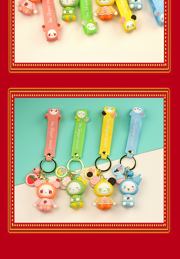 Cartoon Fruit Maruko Doll Pendant Cute Unisex Bag Silicone Key Chain Customized Gift Keychain