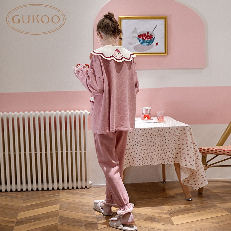 Gukoo/Fruit Shell Same Style Maruko Pajamas Spring and Autumn Pink Long Sleeve Suit Casual Cute Girl Homewear