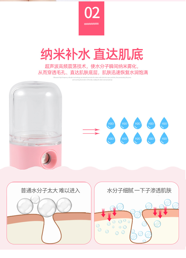 Cross-Border Foreign Trade Water Replenishing Instrument USB Charging Spray Humidifier Portable Handheld Beauty Maruko