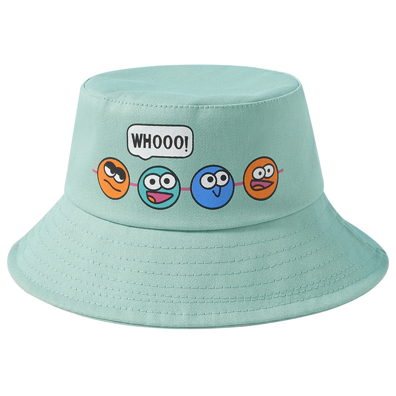 Summer New Pure Color Cartoon Expression Casual Children Bucket Hat Sun Protection Sunshade Outdoor Maruko