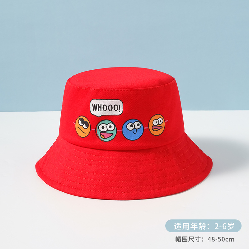 Summer New Pure Color Cartoon Expression Casual Children Bucket Hat Sun Protection Sunshade Outdoor Maruko