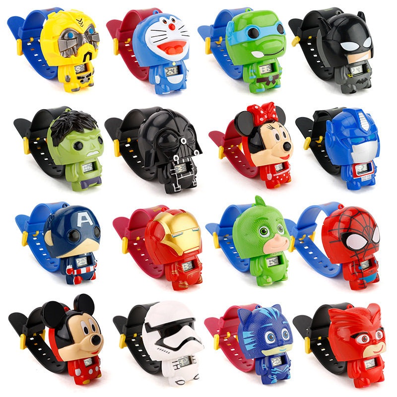Internet Hot Electronic Watch Marvel Adorkable Modeling Iron Man Spider-Man Q Version Children&#039;s Toy Gift