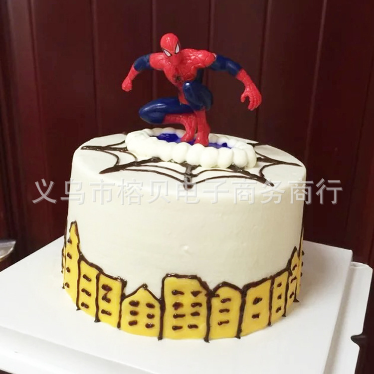 PVC Solid Spider-Man Cake Decorative Ornaments Toy Garage Kit Doll Model Situation Cake Ornaments