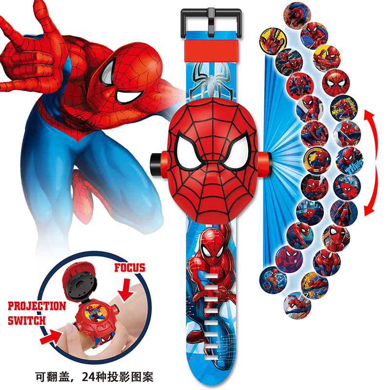 Children's Watch Luminous Ultraman Toy Boy Transformation Robot Electronic Watch Projection Lamp Watch Spider-Man Watch