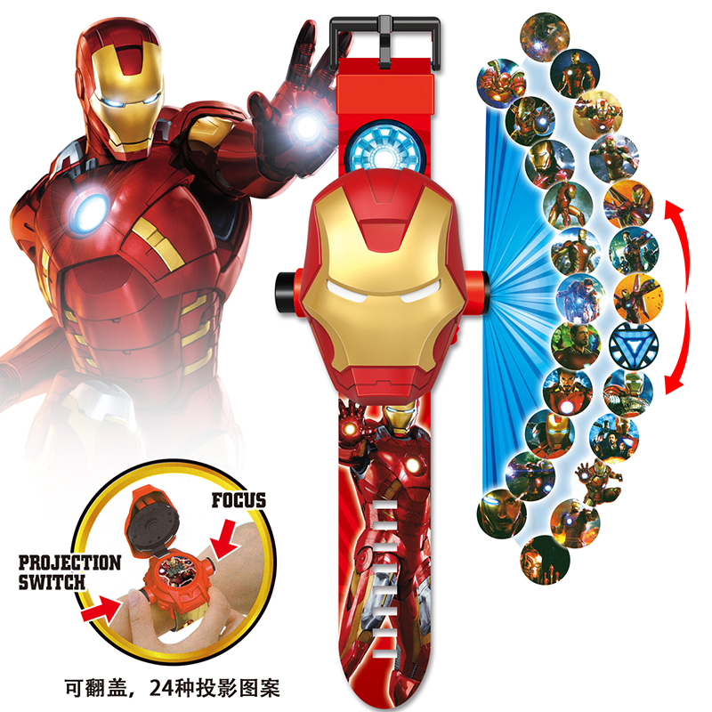 Children's Watch Luminous Ultraman Toy Boy Transformation Robot Electronic Watch Projection Lamp Watch Spider-Man Watch