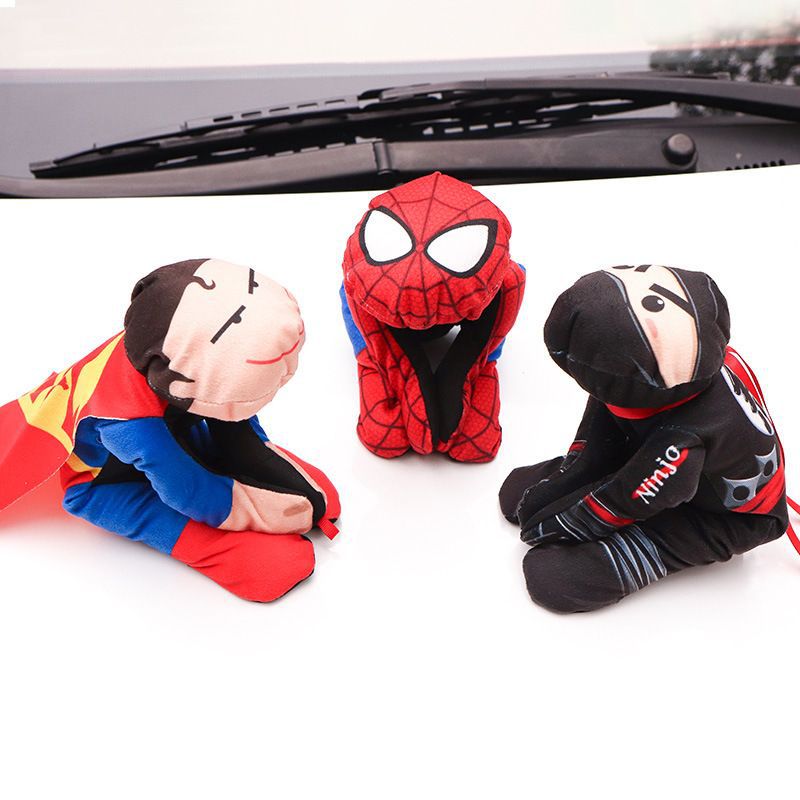 Spider-Man Toy  Car Roof Spider-Man Ninja Superman Decoration Doll Car Outside Super Cool Ornament Magnetic Doll Tail