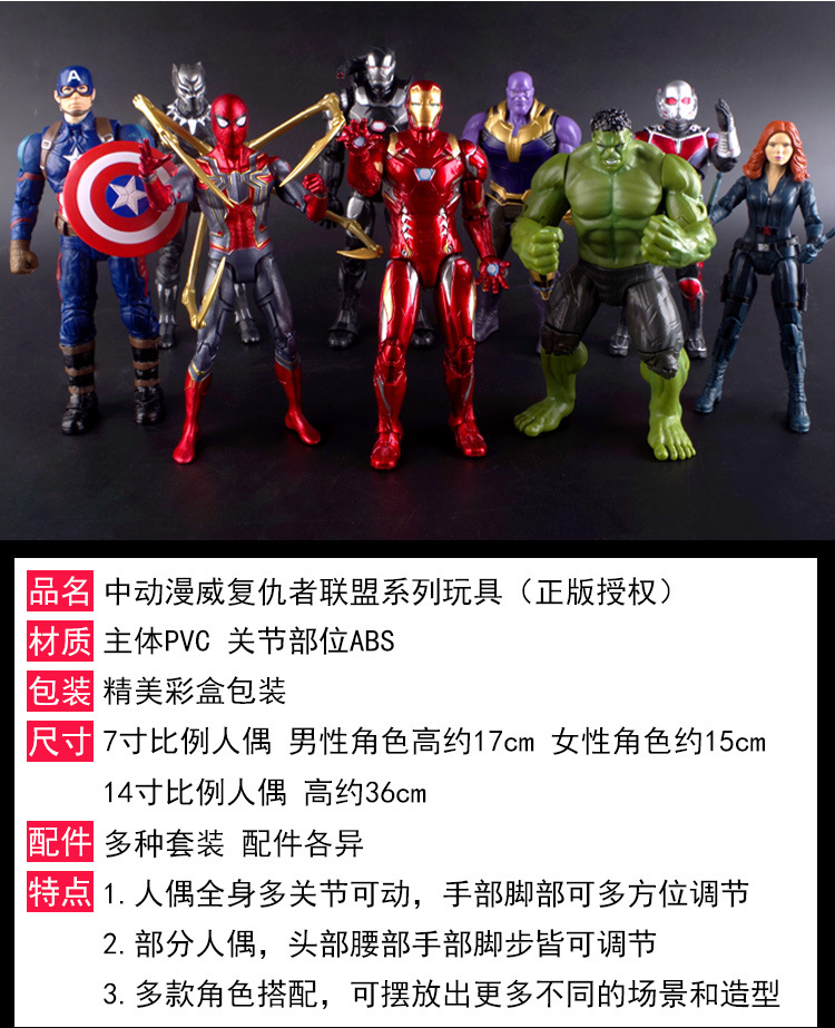 Genuine Zhongdong Marvel Avengers 4 Iron Man Captain America Spider-Man Thanos Doll Garage Kit Toy Spider-Man Toy