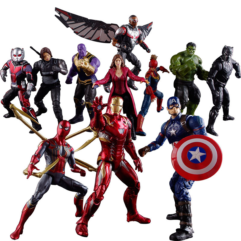 Genuine Zhongdong Marvel Avengers 4 Iron Man Captain America Spider-Man Thanos Doll Garage Kit Toy Spider-Man Toy