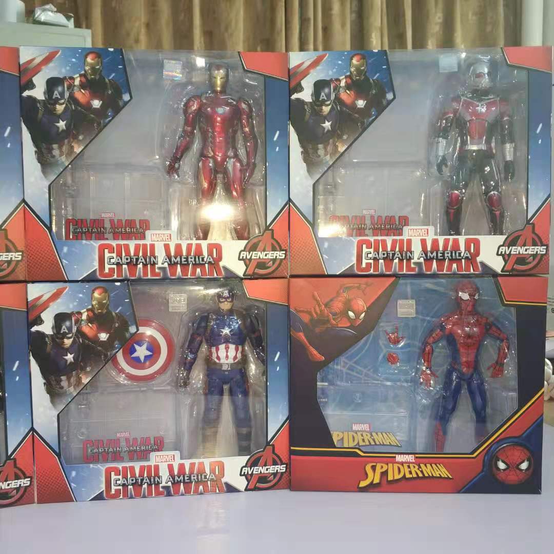 Genuine Zhongdong Marvel Avengers 4 Iron Man Captain America Spider-Man Thanos Doll Garage Kit Toy Spider-Man Toy