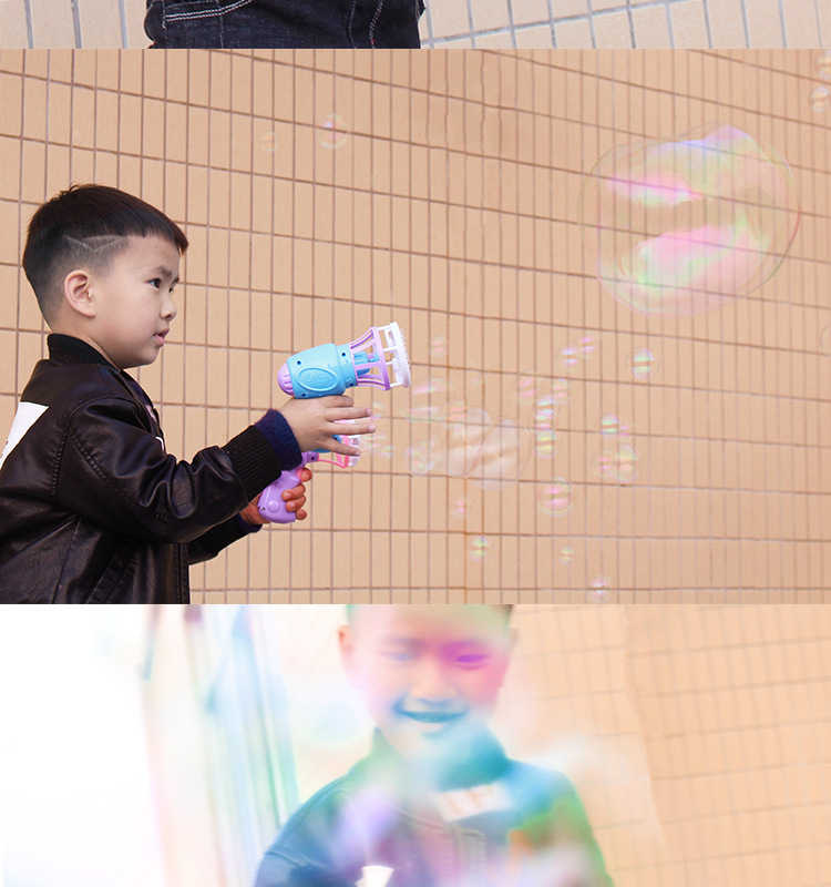 Tiktok Children's Electric Fan Bubble Gun Automatic Bubble Blowing Water Toy Bubble Machine Square Stall Hot Sale