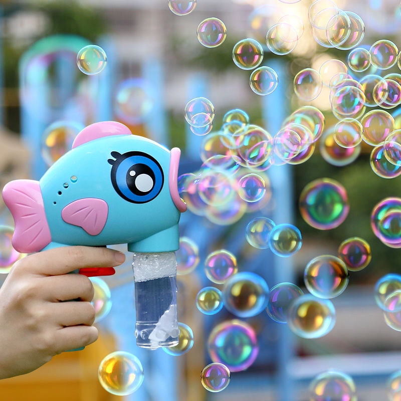 Light-Emitting Bubble Gun Children&#039;s Bubble Machine Big Eye Fish Bubble Blowing Toy Bubble Water Replenisher Sound and Light Electric Bubble