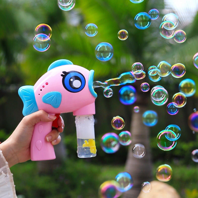 Light-Emitting Bubble Gun Children&#039;s Bubble Machine Big Eye Fish Bubble Blowing Toy Bubble Water Replenisher Sound and Light Electric Bubble