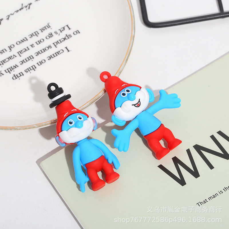 Factory Direct Supply PVC Flexible Glue Creative Blue Elf Keychain Accessories Personality Bag Smurfs Factory Direct Supply PVC Flexible Glue Creative Blue Elf Keychain Accessories Personality Bag Smurfs