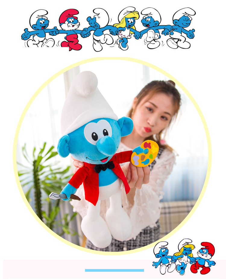 Smurfs New Blue Elf Plush Toy Crane Machines Baby Doll Children's Birthday Gifts Accompany Pillow Factory Sales