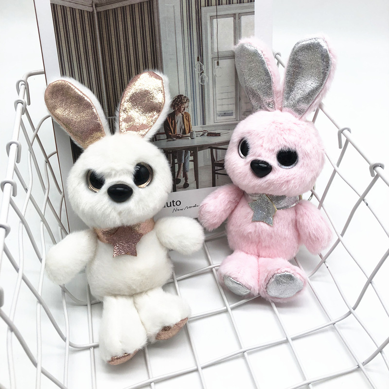 Cute Angel Elf Rabbit Plush Toy Key Chain Bunny Pendant Pendant Ornaments for Couple Smurfs