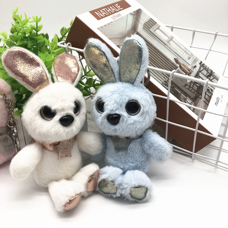 Cute Angel Elf Rabbit Plush Toy Key Chain Bunny Pendant Pendant Ornaments for Couple Smurfs