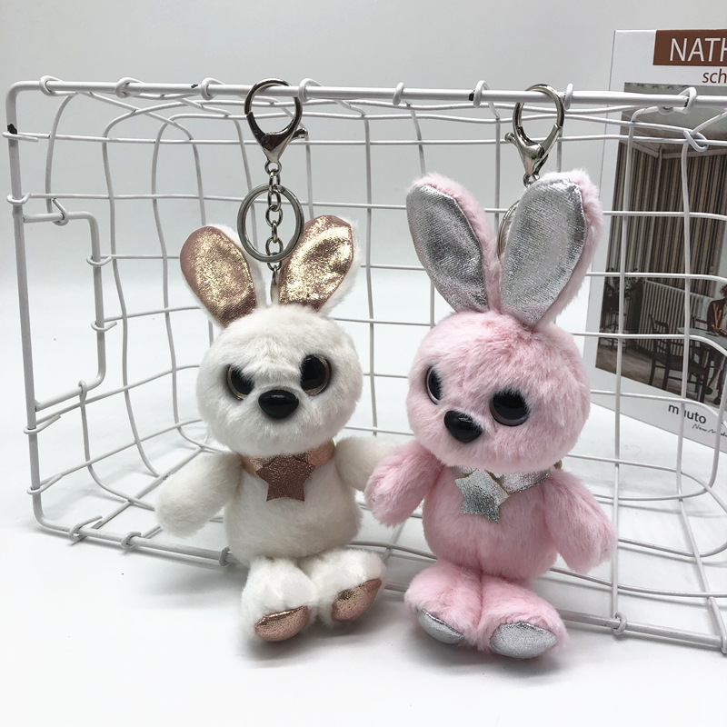 Cute Angel Elf Rabbit Plush Toy Key Chain Bunny Pendant Pendant Ornaments for Couple Smurfs