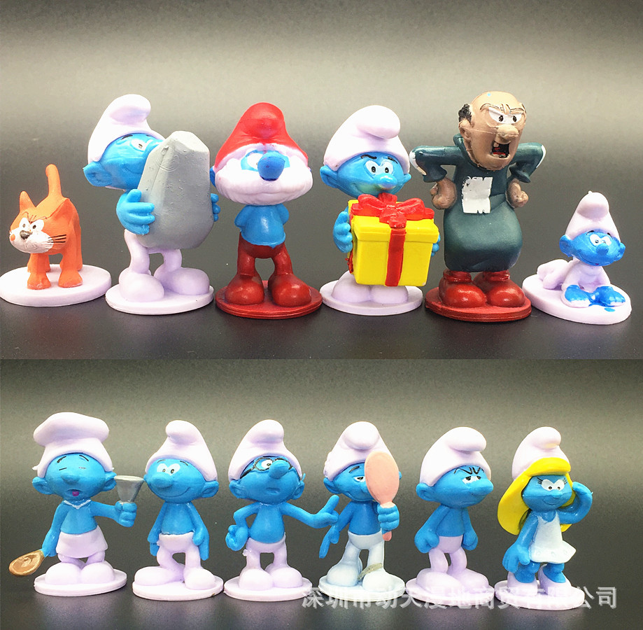 Blue Elf Hand-Made 12 Les Schtroumfs Blue Dad Blue Sister Wizard Azcat Ornaments Smurfs