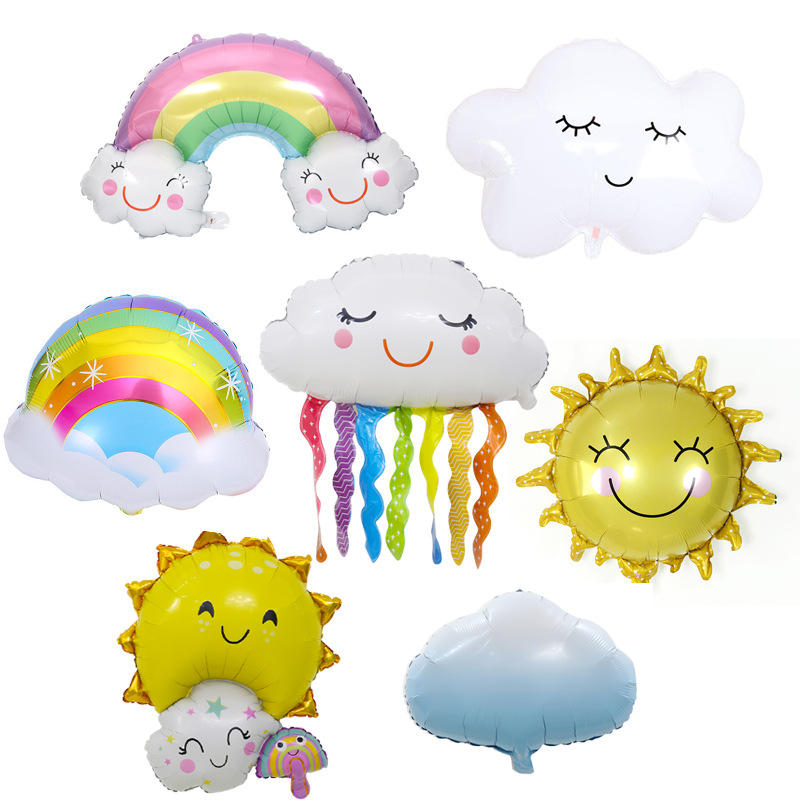 Large Tassel Cloud Rainbow Aluminum Balloon Birthday Party Hot Air Balloon Decoration Wedding Room Layout Cartoon Balloon
