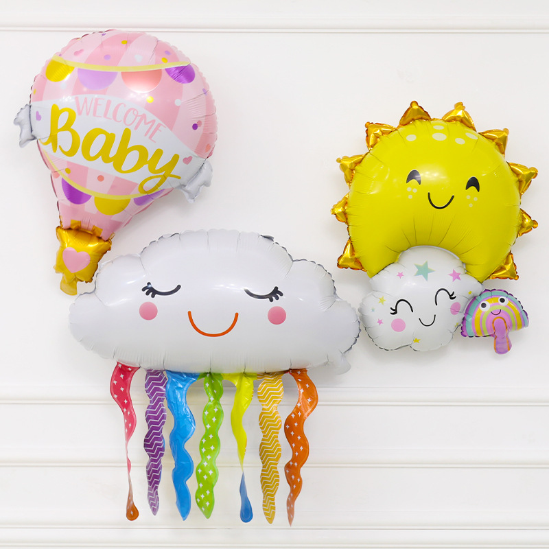 Large Tassel Cloud Rainbow Aluminum Balloon Birthday Party Hot Air Balloon Decoration Wedding Room Layout Cartoon Balloon